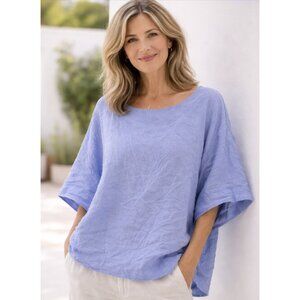 J. JILL PURE JILL 100% Linen Boatneck Flowy Top in Pale Orchid Large Lagenlook